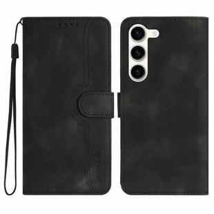 For Samsung Galaxy S23 5G Heart Pattern Skin Feel Leather Phone Case(Black)