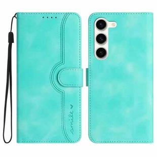 For Samsung Galaxy S23 5G Heart Pattern Skin Feel Leather Phone Case(Light Blue)