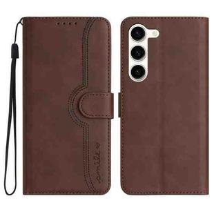 For Samsung Galaxy S23 5G Heart Pattern Skin Feel Leather Phone Case(Brown)