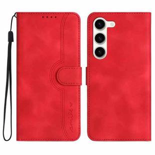 For Samsung Galaxy S23+ 5G Heart Pattern Skin Feel Leather Phone Case(Red)