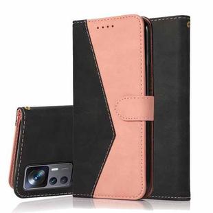 For Xiaomi Redmi K50 Ultra / Xiaomi 12T Pro / 12T Dual-color Stitching Leather Phone Case(Black Rose Gold)