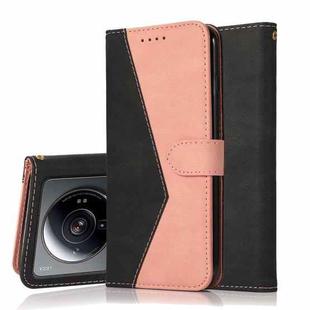 For Xiaomi 12S Ultra Dual-color Stitching Leather Phone Case(Black Rose Gold)