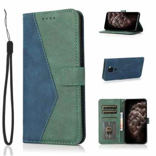 For Xiaomi Redmi Note 9 Dual-color Stitching Leather Phone Case(Blue Green)