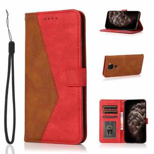 For Xiaomi Redmi Note 9 Dual-color Stitching Leather Phone Case(Brown Red)