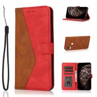 For Xiaomi Redmi Note 8 Dual-color Stitching Leather Phone Case(Brown Red)