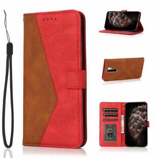 For Xiaomi Redmi 9 Dual-color Stitching Leather Phone Case(Brown Red)