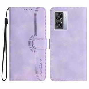 For OPPO A57 5G 2022/Realme V23 Heart Pattern Skin Feel Leather Phone Case(Purple)