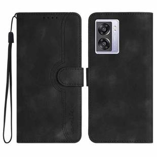 For OPPO A57 5G 2022/Realme V23 Heart Pattern Skin Feel Leather Phone Case(Black)