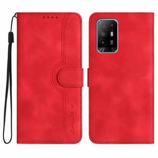 Heart Pattern Skin Feel Leather Phone Case For OPPO A94 5G/F19 Pro/F19 Pro+/A94 4G(Red)