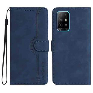 Heart Pattern Skin Feel Leather Phone Case For OPPO A94 5G/F19 Pro/F19 Pro+/A94 4G(Royal Blue)