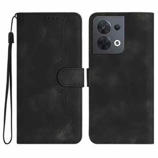 For OPPO Reno8 5G Global Heart Pattern Skin Feel Leather Phone Case(Black)