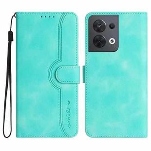 For OPPO Reno8 5G Global Heart Pattern Skin Feel Leather Phone Case(Light Blue)