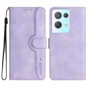 For OPPO Reno8 Pro 5G/Reno8 Pro+ 5G Heart Pattern Skin Feel Leather Phone Case(Purple)