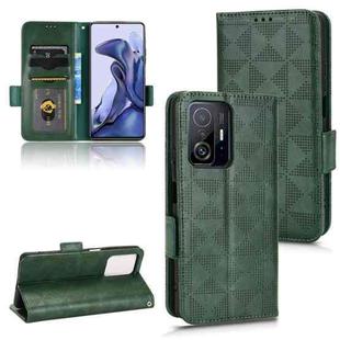 For Xiaomi 11T / 11T Pro Symmetrical Triangle Leather Phone Case(Green)