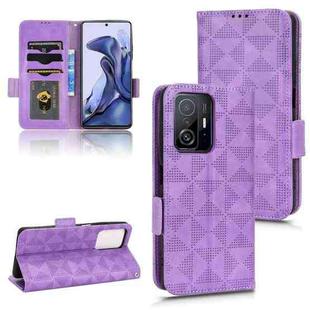 For Xiaomi 11T / 11T Pro Symmetrical Triangle Leather Phone Case(Purple)