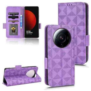 For Xiaomi 12S Ultra Symmetrical Triangle Leather Phone Case(Purple)