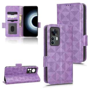 For Xiaomi 12T Symmetrical Triangle Leather Phone Case(Purple)