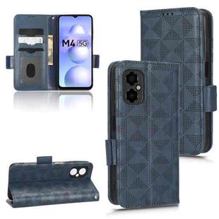 For Xiaomi Poco M4 5G Symmetrical Triangle Leather Phone Case(Blue)