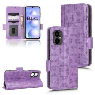 For Xiaomi Poco M4 5G Symmetrical Triangle Leather Phone Case(Purple)