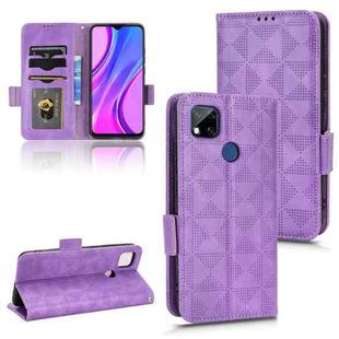 For Xiaomi Redmi 10A / 9C Symmetrical Triangle Leather Phone Case(Purple)