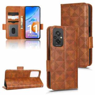 For Xiaomi Redmi 11 Prime 4G Symmetrical Triangle Leather Phone Case(Brown)