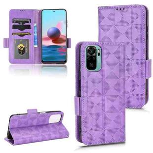 For Xiaomi Redmi Note 10 4G / 10S Symmetrical Triangle Leather Phone Case(Purple)