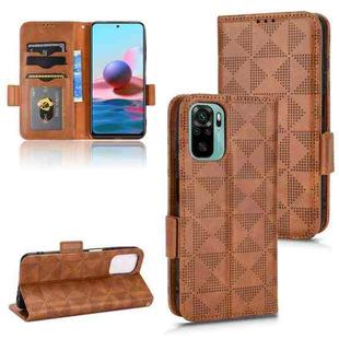 For Xiaomi Redmi Note 10 4G / 10S Symmetrical Triangle Leather Phone Case(Brown)