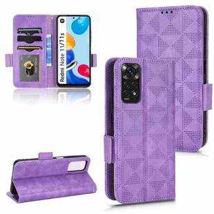 For Xiaomi Redmi Note 11 4G Global Symmetrical Triangle Leather Phone Case(Purple)