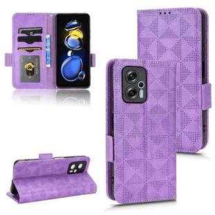 For Xiaomi Redmi Note 11T Pro Symmetrical Triangle Leather Phone Case(Purple)