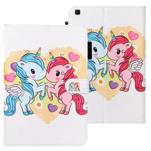For Galaxy Tab A 8.0 (2019) T290 Cross Texture Painted Horizontal  Leather Case with Sleep / Wake-up Function & Card Slot & Holder & Wallet(Couple Unicorn)