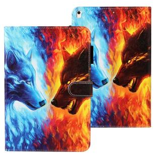 For iPad 10.2 Cross Texture Painted Horizontal Leather Case with Sleep / Wake-up Function & Card Slot & Holder & Wallet(Flame Wolf)