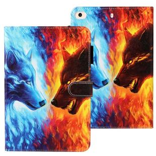 For iPad Mini 4 / 3 / 2 / 1 Cross Texture Painted Horizontal  Leather Case with Sleep / Wake-up Function & Card Slot & Holder & Wallet(Flame Wolf)
