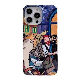 For iPhone 14 Oil Painting Glossy PC Phone Case(Puppy)