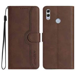 For Honor 10 Lite/Huawei P smart 2019 Heart Pattern Skin Feel Leather Phone Case(Brown)