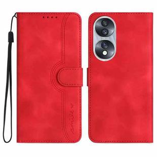 For Honor 70 Heart Pattern Skin Feel Leather Phone Case(Red)