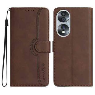 For Honor 70 Heart Pattern Skin Feel Leather Phone Case(Brown)