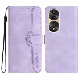 For Honor 70 Pro/70 Pro+ Heart Pattern Skin Feel Leather Phone Case(Purple)