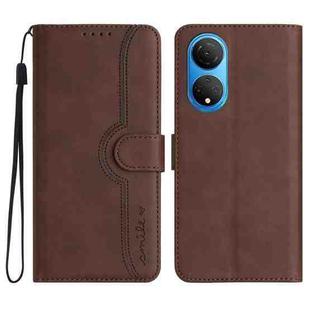 For Honor X7 4G/Play 30 Plus Heart Pattern Skin Feel Leather Phone Case(Brown)