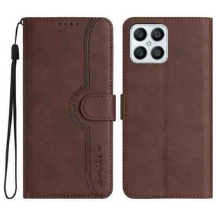 For Honor X8 4G/X30i/Play6T Pro Heart Pattern Skin Feel Leather Phone Case(Brown)