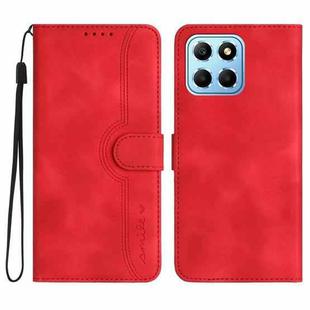 For Honor X8 5G Heart Pattern Skin Feel Leather Phone Case(Red)