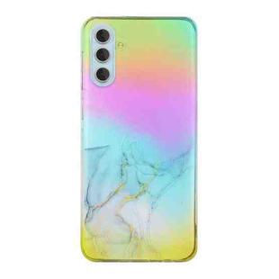 For Samsung Galaxy A25 5G Laser Marble Pattern Clear TPU Protective Phone Case(Grey)