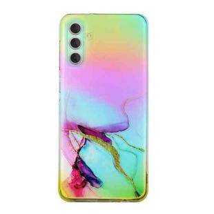 For Samsung Galaxy A55 5G Laser Marble Pattern Clear TPU Protective Phone Case(Green)