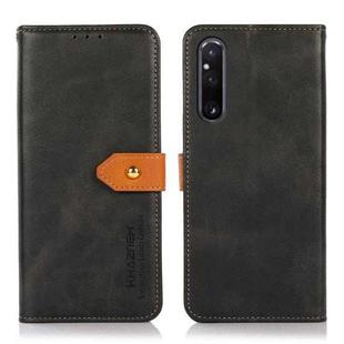 For Sony Xperia 1 V KHAZNEH Dual-color Cowhide Texture Flip Leather Phone Case(Black)