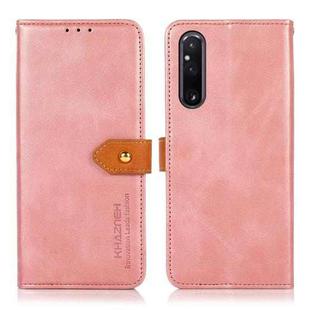 For Sony Xperia 1 V KHAZNEH Dual-color Cowhide Texture Flip Leather Phone Case(Rose Gold)