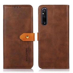 For Sony Xperia 1 V KHAZNEH Dual-color Cowhide Texture Flip Leather Phone Case(Brown)