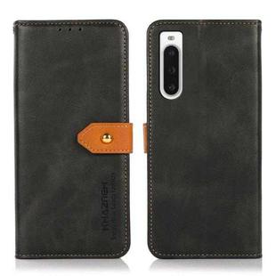 For Sony Xperia 10 V KHAZNEH Dual-color Cowhide Texture Flip Leather Phone Case(Black)