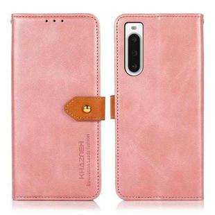 For Sony Xperia 10 V KHAZNEH Dual-color Cowhide Texture Flip Leather Phone Case(Rose Gold)