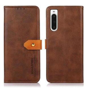 For Sony Xperia 10 V KHAZNEH Dual-color Cowhide Texture Flip Leather Phone Case(Brown)