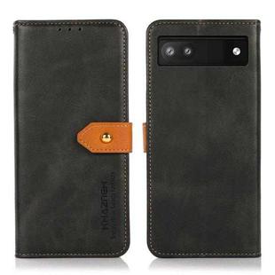 For Google Pixel 7a KHAZNEH Dual-color Cowhide Texture Flip Leather Phone Case(Black)