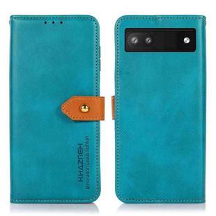 For Google Pixel 7a KHAZNEH Dual-color Cowhide Texture Flip Leather Phone Case(Blue)